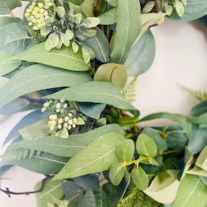 Summer Eucalyptus Wreath with Ferns: Greenery Barn Wedding Decor