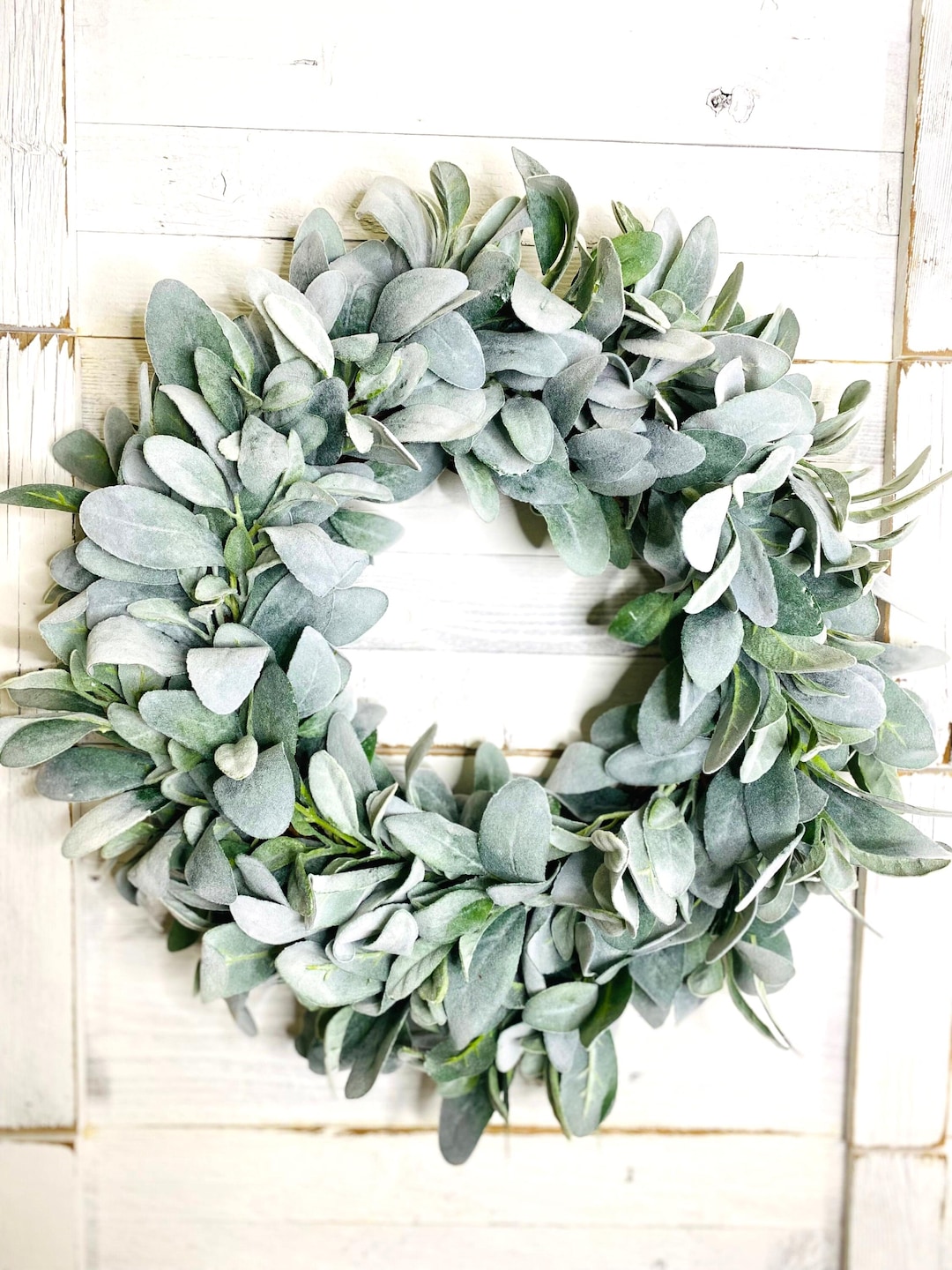 Year Round Lambs Ear Wreath , Modern Farmhouse Wreath, Greenery Wreath ...