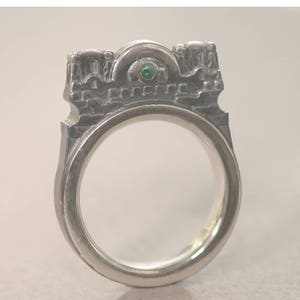 Emerald and Silver Temple Ring - Etsy