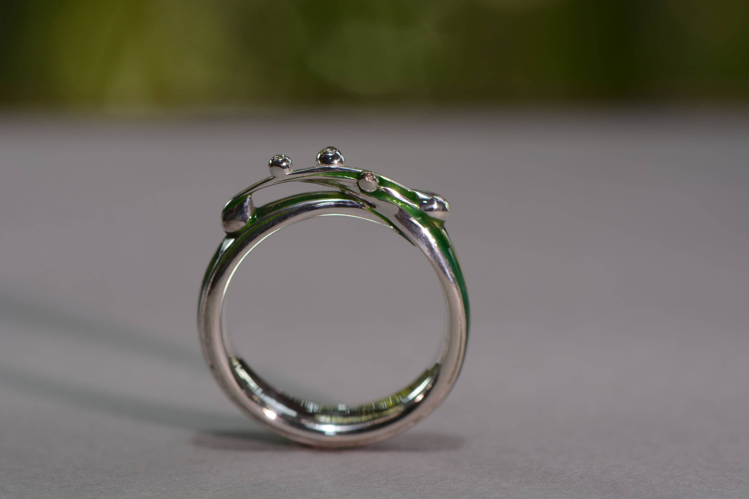 Green Grass Ring With Silver and Diamonds Etsy