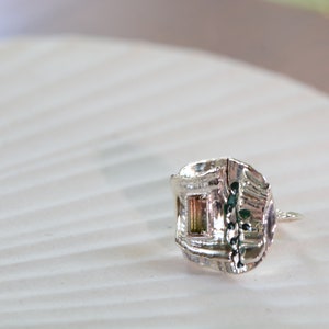Pink-Green Tourmaline and Silver Statement Ring, Size 7 image 7