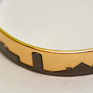 Jerusalem Interlocking Bangle Bracelets in Gold and Silver with Old City Skyline image 7