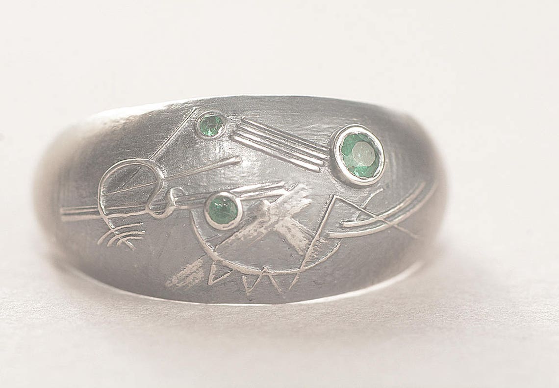 Kandinsky Rings Kandinsky Abstract Art Ring in Silver and Emeralds - Etsy