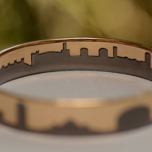 Jerusalem Interlocking Bangle Bracelets in Gold and Silver with Old City Skyline image 6