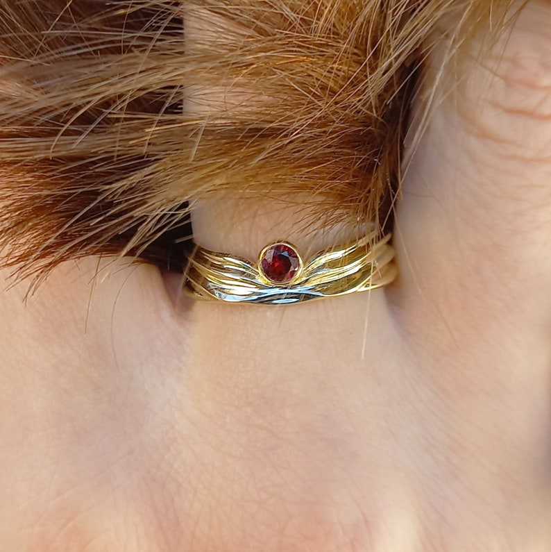 Ring Shape Red 14K Gold Engagement Ring With Red Spinel, Gift for Lover, Bright Red ...