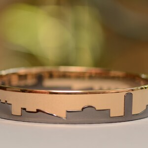 Jerusalem Interlocking Bangle Bracelets in Gold and Silver with Old City Skyline image 3