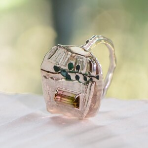 Pink-Green Tourmaline and Silver Statement Ring, Size 7 image 3