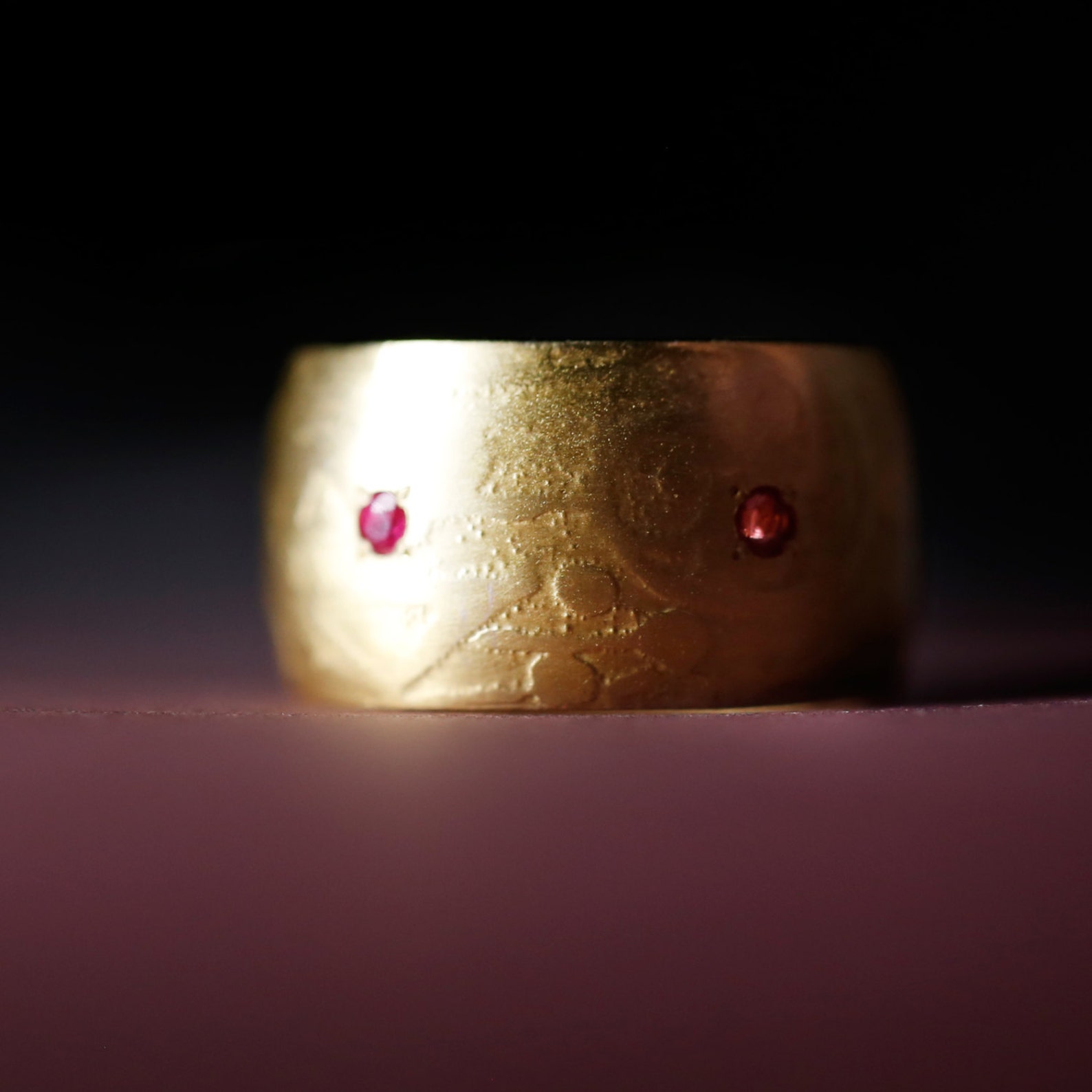 Ethnic Gold Ring Set With Tiny Black Diamond, Rubies - Etsy