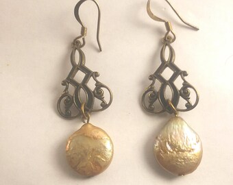 Vintage Filigree Drop Foil Earrings
