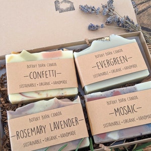Eco-Friendly Gift Set of Four Natural Organic Soaps. Zero Waste Gift, Green Beauty, Artisan Essential Oil Bar Soaps, Sustainable Skincare image 2