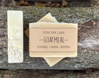 Oatmeal, Milk & Honey Soap. Organic Goat's Milk Soap for Sensitive Skin. Handmade with Colloidal Oats and Local Honey. Gentle Unscented Soap