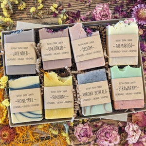 Personalized Gift Set of 8 Handmade Soap Bars Organic Zero Waste Gift Box, Eco-Friendly Aromatherapy Gift, Natural Wellness Care Package Citrus & Floral