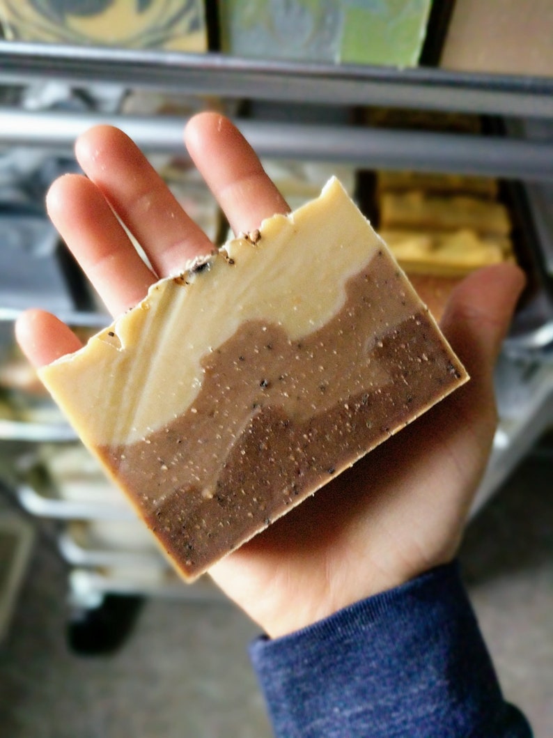 Dark Roast Exfoliating Coffee Soap Made With Organic Coffee, Cocoa Butter & Hemp Oil. Vegan Artisan Soap, Coffee Lover Gift Made in Canada image 5