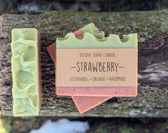 Strawberry - Organic Handmade Soap with Natural Ingredients. Fruity Scent of Lavender & Orange Essential Oil. Aromatherapy Eco Gift Idea