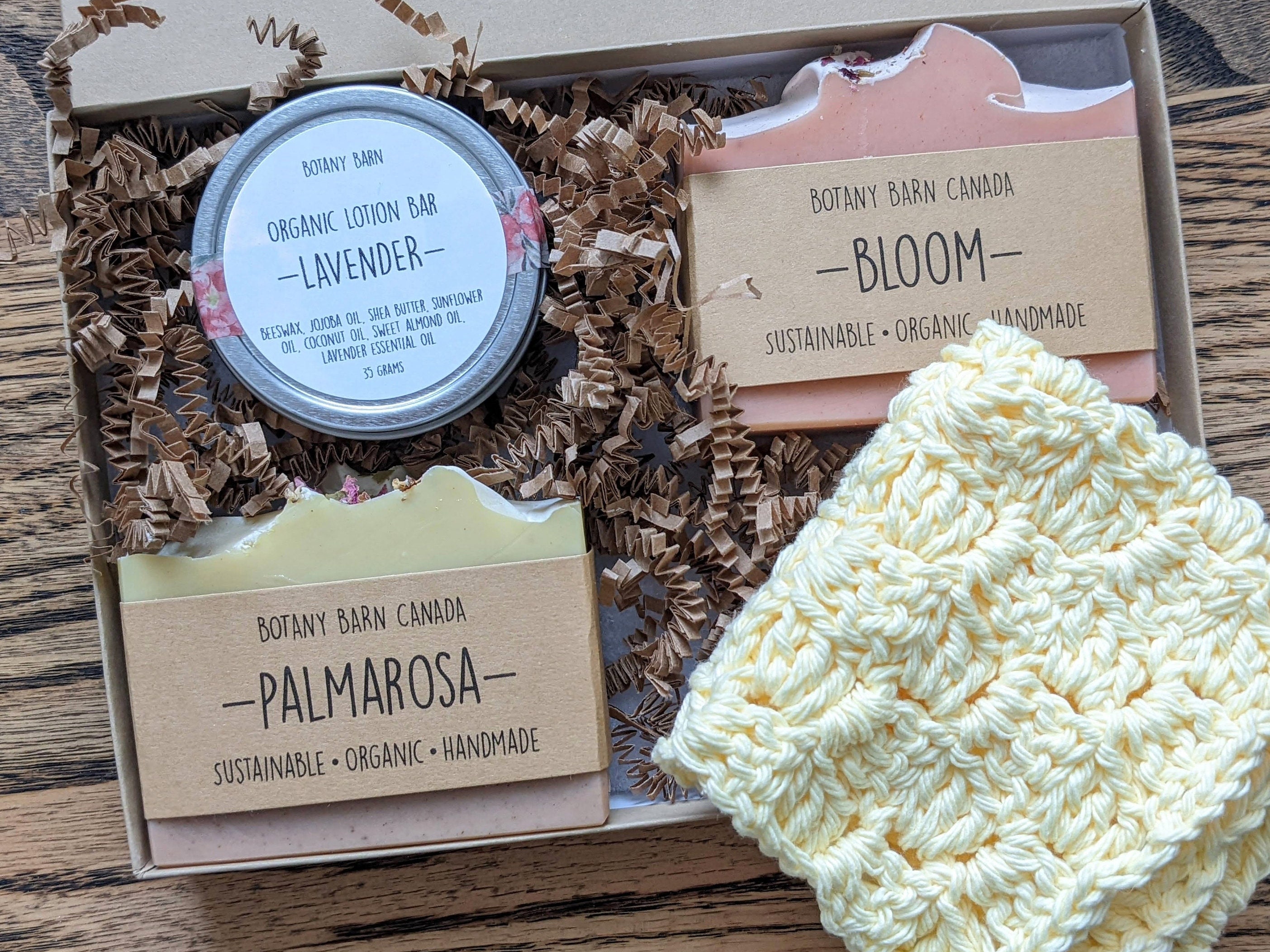 Eco-friendly Gift Set Sustainable Gift With Handmade Organic Soap and  Yellow Washcloth, Birthday Self Care Present, Personalized Spa Kit 