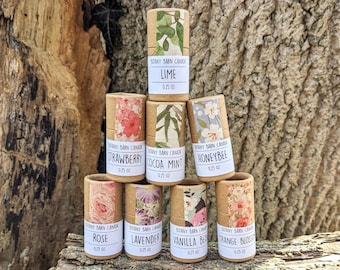 Lot de 8 baumes à lèvres bio : sans plastique, rouge à lèvres zéro déchet, soin des lèvres naturel fait main