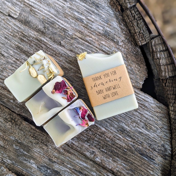 Custom Baby Shower Soap Favours - Handmade Party Favors for Wedding, Personalized Half Bar Soaps, Gender Neutral & Eco-Friendly Gift Idea