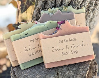 Personalized Soap Favours: Slim Half Bar Wedding Favor Soap, Custom Baby Shower or Guest Soap, Sustainable EcoFriendly Favors, Made to Order