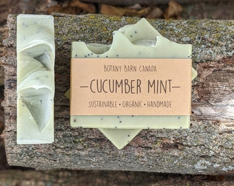 Cucumber Mint Soap - Rosemary Peppermint & Spearmint Essential Oil. EcoFriendly Gift. Cucumber and Spinach Powder, Poppy Seeds Scrubby Soap