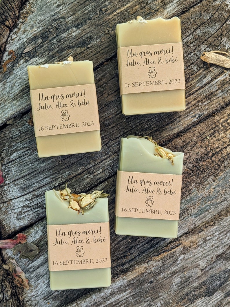 Custom Baby Shower Soap Favours Handmade Party Favors for Wedding, Personalized Half Bar Soaps, Gender Neutral & Eco-Friendly Gift Idea image 5