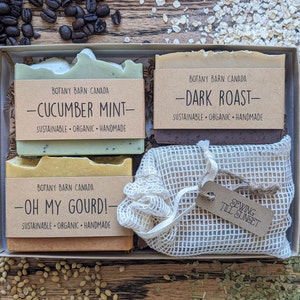 Eco-Friendly Gift Set of Four Natural Organic Soaps. Zero Waste Gift, Green Beauty, Artisan Essential Oil Bar Soaps, Sustainable Skincare image 4