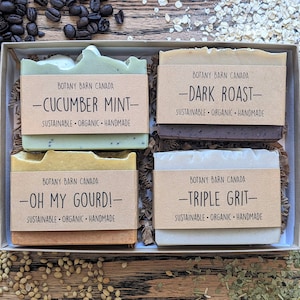 Coffret cadeau de savons exfoliants : savon aux huiles essentielles fait main, gommage pour les pieds à la pierre ponce