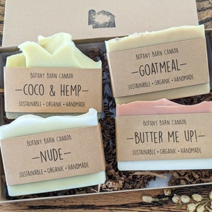 Eco-Friendly Gift Set of Four Natural Organic Soaps. Zero Waste Gift, Green Beauty, Artisan Essential Oil Bar Soaps, Sustainable Skincare image 1