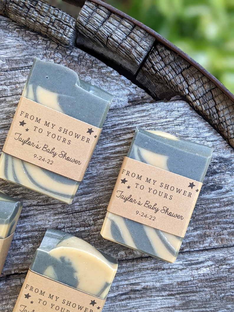 Custom Baby Shower Soap Favours Handmade Party Favors for Wedding, Personalized Half Bar Soaps, Gender Neutral & Eco-Friendly Gift Idea image 7