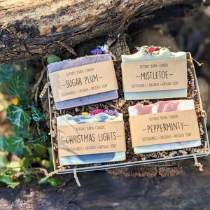 Eco-Friendly Gift Set of Four Natural Organic Soaps. Zero Waste Gift, Green Beauty, Artisan Essential Oil Bar Soaps, Sustainable Skincare image 7