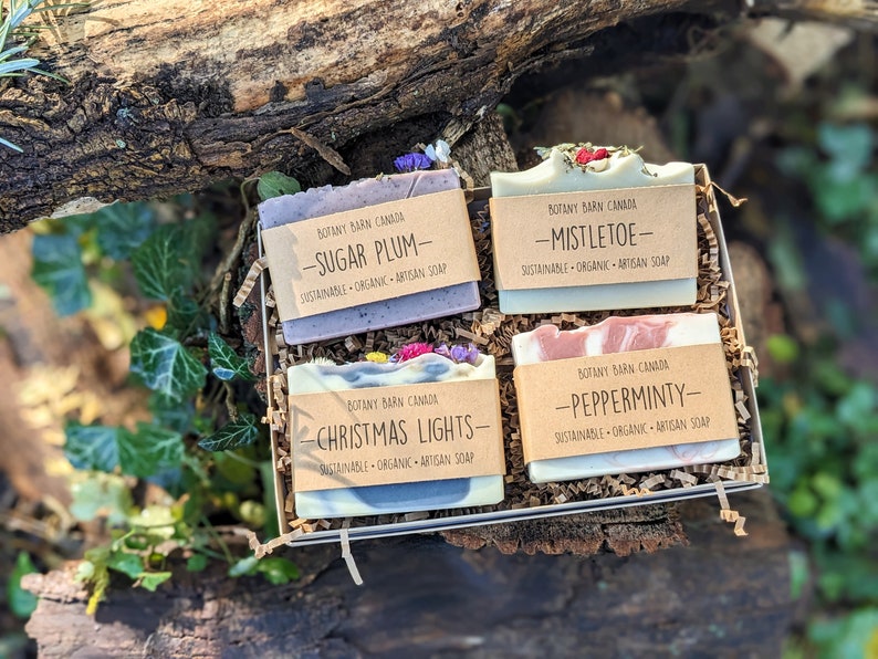 Eco-Friendly Gift Set of Four Natural Organic Soaps. Zero Waste Gift, Green Beauty, Artisan Essential Oil Bar Soaps, Sustainable Skincare image 7