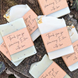 Mini Wedding Favor Soap: Handmade Functional Favours for Parties & Baby Showers. Custom Labels, Organic Ingredients