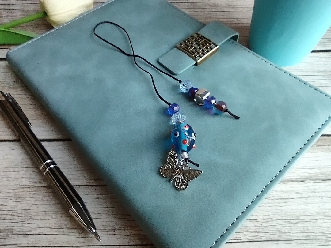 Beaded Butterfly Cord Bookmark String Bookmark Blue Book Etsy