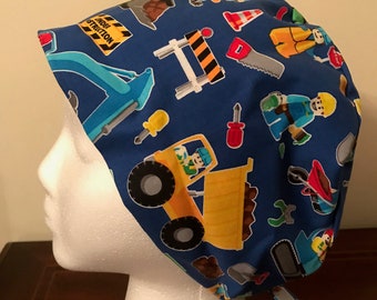 Women's Pixie Surgical Scrub Cap / Hat - Construction Zone