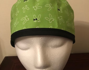 Men's Surgical Scrub Cap / Hat - Bunnies and BowTies - One Size Fits Most