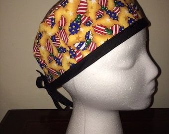 Men's Scrub Cap/Hat - Christmas - Patriotic - Holly - One size fits most