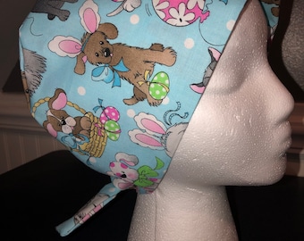 Women's Pixie Surgical Hat/Cap- Easter dogs
