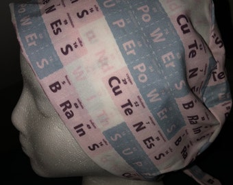 Women's Pixie Surgical Hat/Cap- Brains and cuteness periodic table