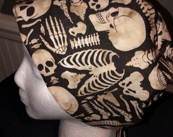 Women's Pixie Surgical Scrub Cap / Hat - Real bones