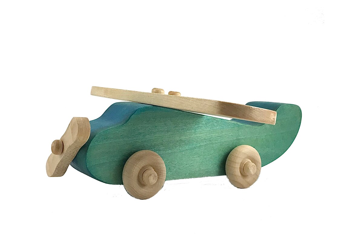Wooden Airplane Push Toy Etsy