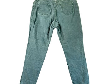 Wrangler für Damen Größe 18 32 Grüne Denim-Jeans Vintage Straight Leg Y2K Mom High Rise