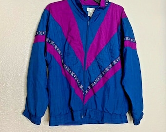 Bocoo Sz S Womens Blue Lined Jacket Vintage Windbreaker Zip Up Blue Purple