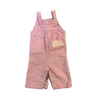 Healthtex Girls Infant Baby 3 months pink corduroy bib Overalls Two Kittens Cats Vintage