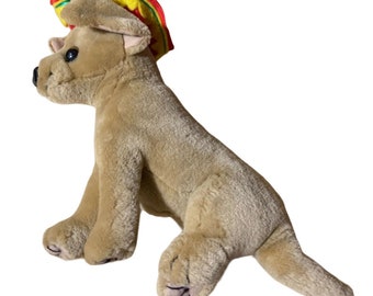 Royal pluche knuffeldier hondenspeelgoed Chihuahua 10 inch hoog Sombrero Vintage puppy beige