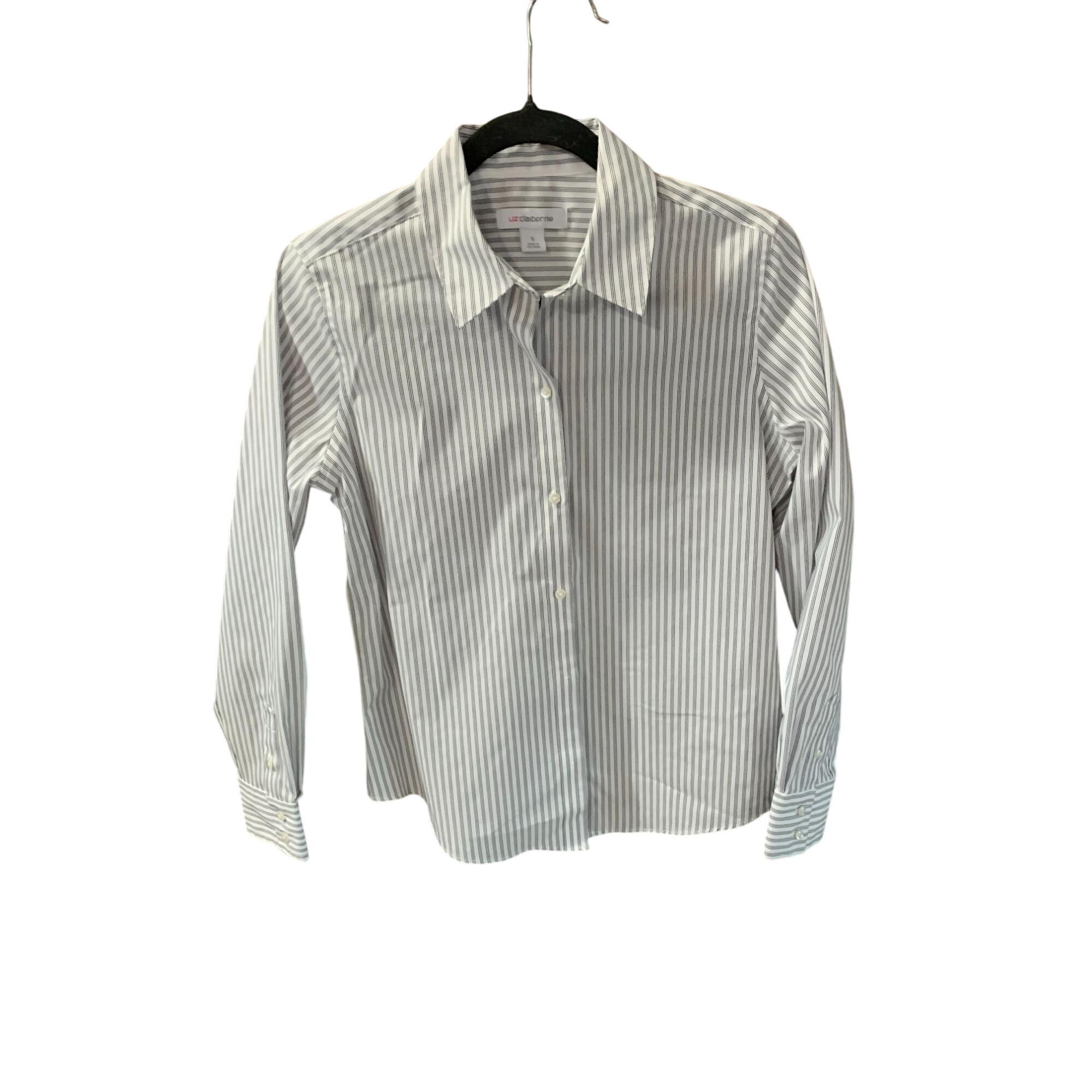 Chemise Femme Liz Claiborne Taille XL - Motif Géométrique Rose Gris Blanc, Coton, Manches Longues