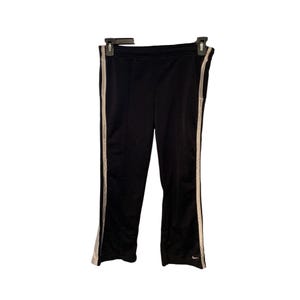 Pantalones deportivos Nike vintage Y2K para niñas, talla 14, talla grande, color negro, blanco, acampanados, tiro bajo, para gimnasio, deportivos, atléticos