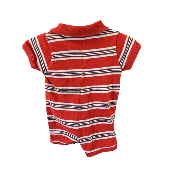 Vintage DIsney Baby Boys Infant Baby 0 3 Months Striped Shorts 1 Piece Romper Red Short Sleeve 1/4 button View 4