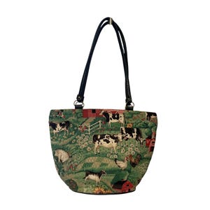 Bolso de mano estilo granero de vaca, bandolera con doble correa, 15 x 11 x 6, girasol