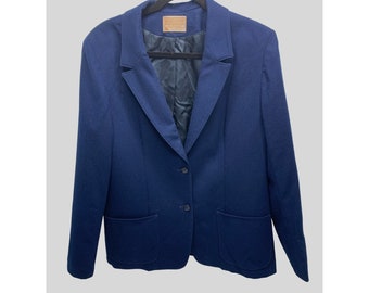 Pendleton WOmens Size 12 14 Navy Blue Blazer Wool Lined Jacket Coat