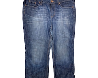 メローナ レディース サイズ 16 ショート ミッドライズ ジーンズ y2k ウィスカー ストレート レッグ ジーンズ デニム