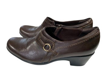 Clarks Collection Dam 9 Bruna Slip-On Skor Comfort 2 tum Klackar Hästträns